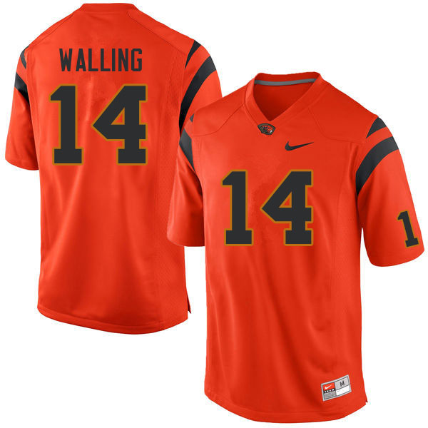 Men #14 Junior Walling Oregon State Beavers College Football Jerseys Sale-Orange